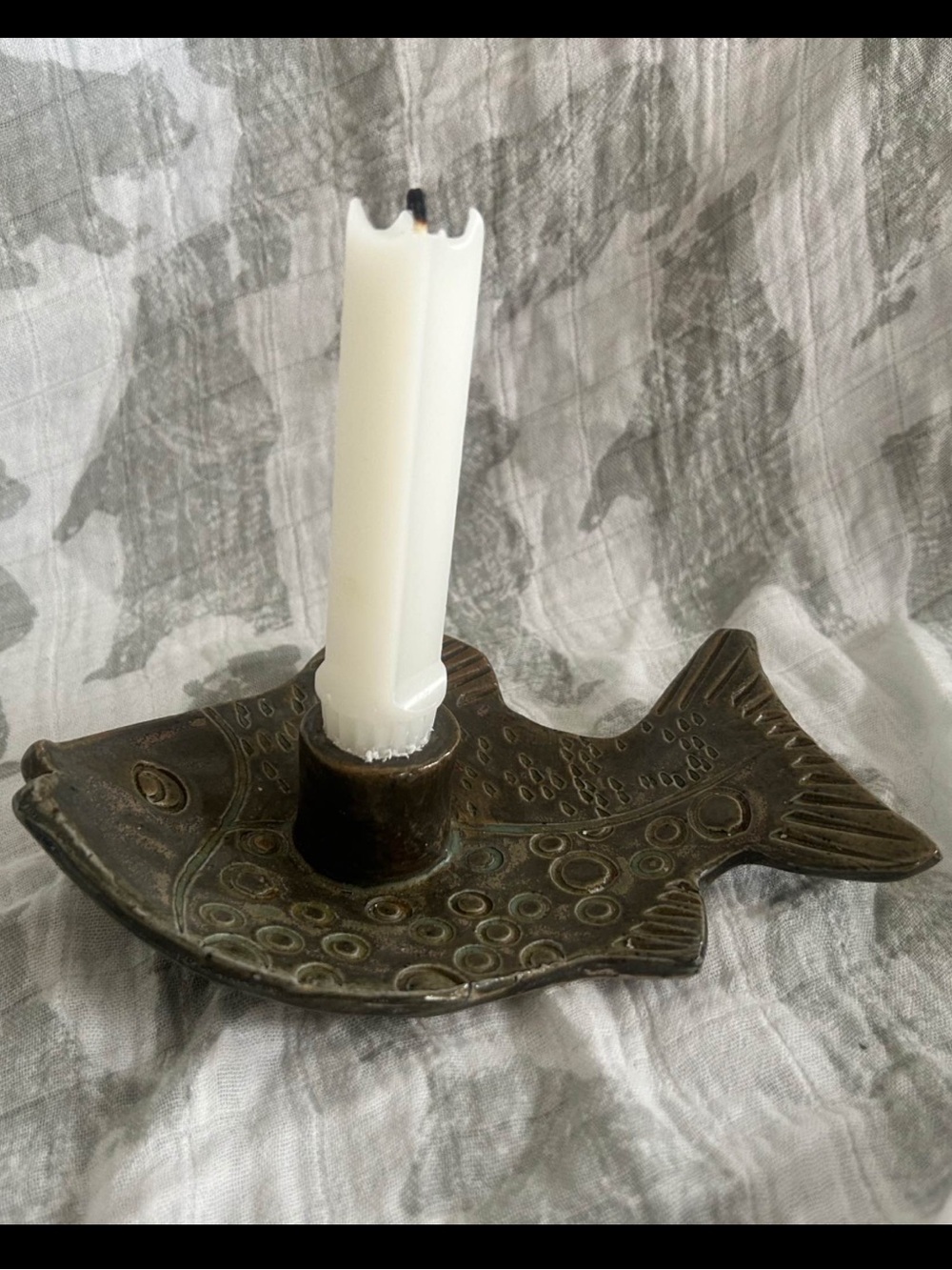 Studio Pottery Fish Candlestick Holder